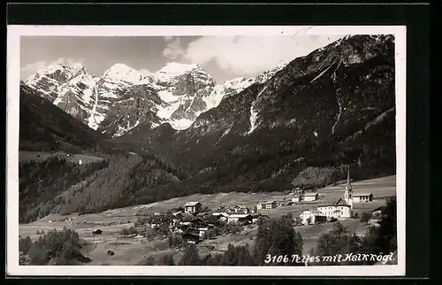 AK Telfes, Ortsansicht mit Kalkkögl