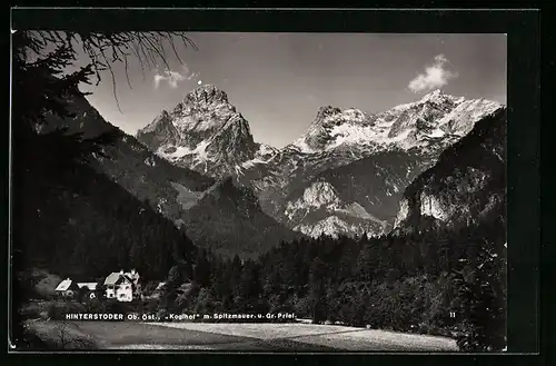 AK Hinterstoder /Ob.-Öst., Hotel Koglhof mit Spitzmauer und Gr. Priel