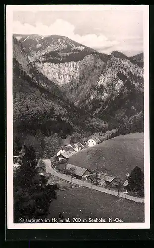 AK Kaiserbrunn /Höllental, Ortsansicht mit Bergkulisse