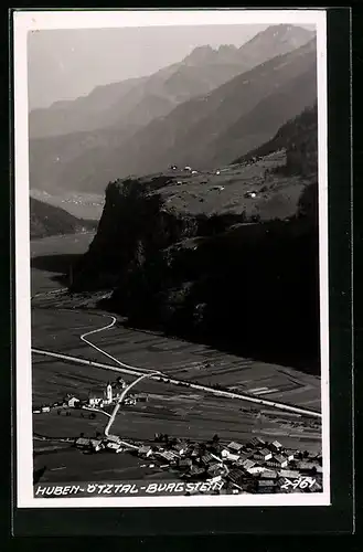 AK Huben-Ötztal-Burgstein, Talblick mit Bergkulisse