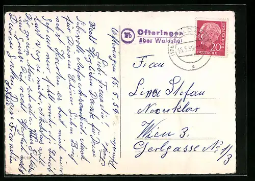AK Landpoststempel Ofteringen über Waldshut