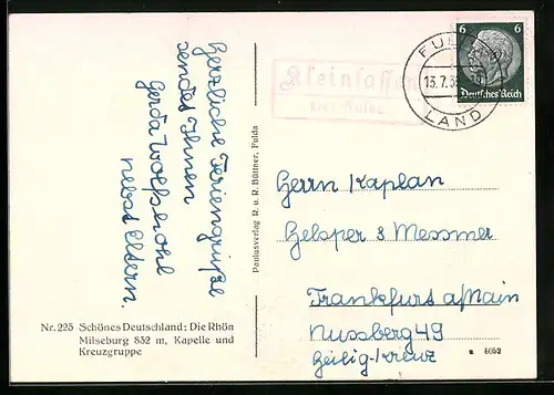 AK Landpoststempel Kleinsassen über Fulda