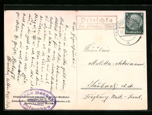 AK Landpoststempel Prieschka über Falkenberg /Elster