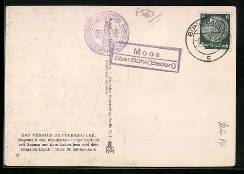 AK Landpoststempel Moos über Bühl /Baden