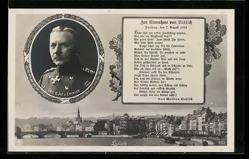 AK Gen. d. Inf. v. Emmich, Zur Einnahme von Lüttich, Heerführer