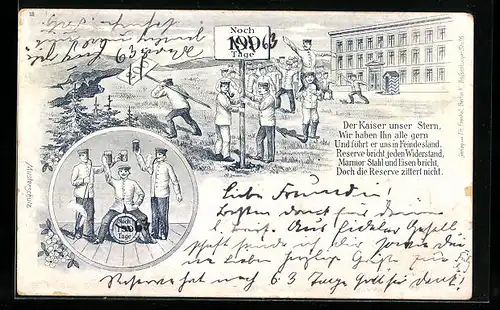 Lithographie Reserve hat noch 200 Tage zur Heimat