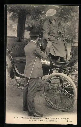 AK Paris, Emanzipation, Les Femmes cochers, Le quart d`heure de Rabelais