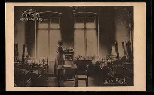 AK Denkt an unsere Krieger-Waisen, Im Asyl, Waisenheim