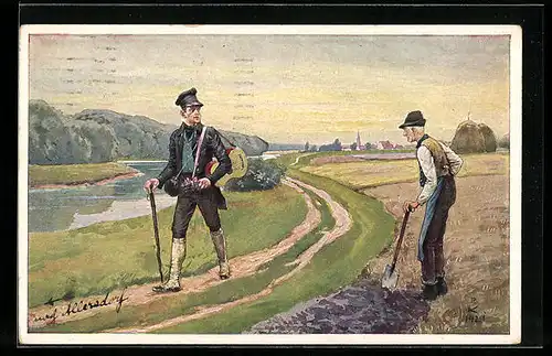 Künstler-AK R. Kratky: Wenn ich den Wandrer frage