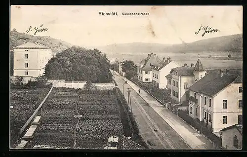 AK Eichstätt, Kasernenstrasse mit Blick in die Umgebung aus der Vogelschau