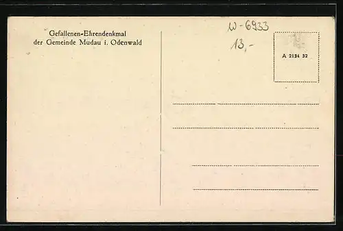 AK Mudau /Odenw., Gefallenendenkmal der Gemeinde