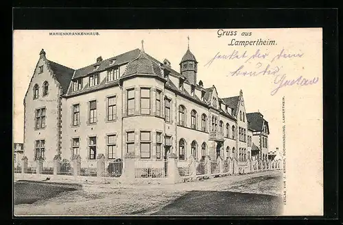 AK Lampertheim, Marienkrankenhaus mit Strasse