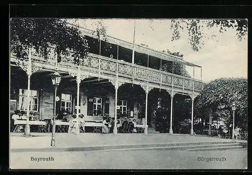 AK Bayreuth, Gasthaus Bürgerreuth mit Gästen