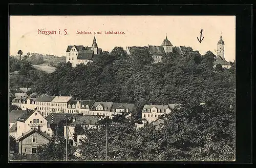 AK Nossen i. Sa., Schloss und Talstrasse