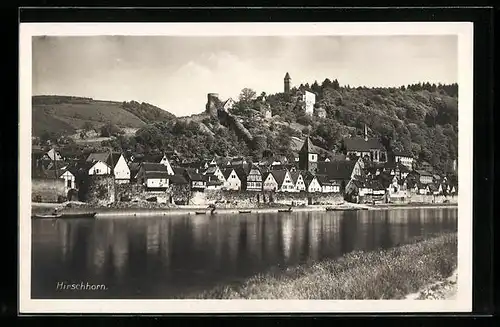 AK Hirschhorn, Ortsansicht mit Neckar