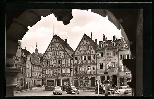 AK Tauberbischofsheim, Fachwerkhäuser am Marktplatz