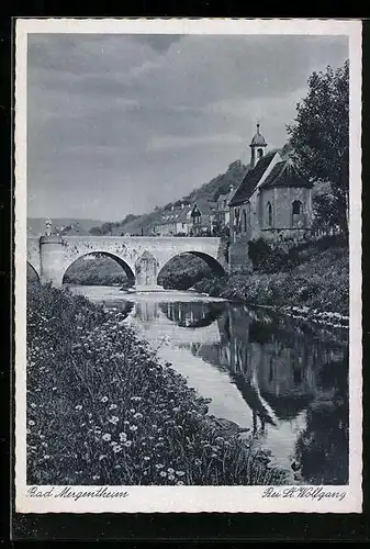 AK Bad Mergentheim, idyllische Flusspartie bei St. Wolfgang