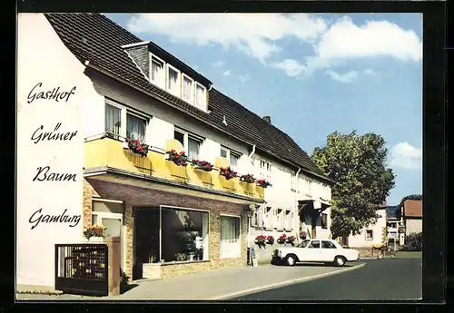 AK Gamburg /Tauber, Gasthof und Pension Grüner Baum mit Auto