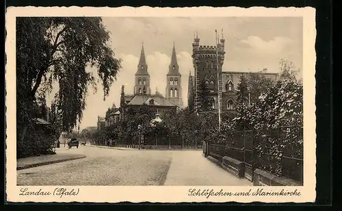 AK Landau /Pfalz, Schlösschen und Marienkirche