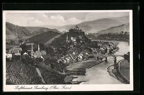 AK Saarburg /Bez. Trier, Teilansicht mit Brücke