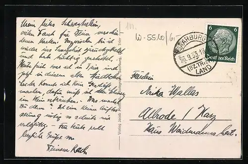 AK Saarburg /Bez. Trier, Teilansicht mit Brücke