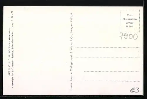 AK Ulm a. D., Teilansicht mit Kirche, Fliegeraufnahme