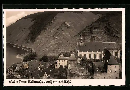 AK Beilstein a. d. Mosel, Blick von Ruine Metternich auf den Ort