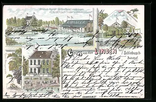 Lithographie Linden bei Schlebusch, Gasthau Unter den Linden