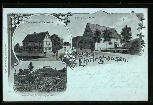 Lithographie Eipringhausen, Restaurant von E. Rautenbach, Mühle