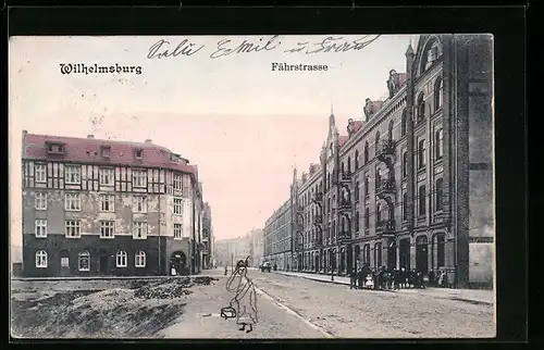 AK Hamburg-Wilhelmsburg, Blick in die Fährstrasse