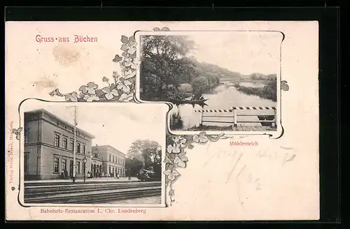 AK Büchen, Bahnhofs-Restauration L. Chr. Londenberg, Mühlenteich