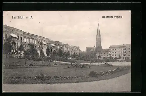 AK Frankfurt a. O., Hohenzollernplatz mit Kirche