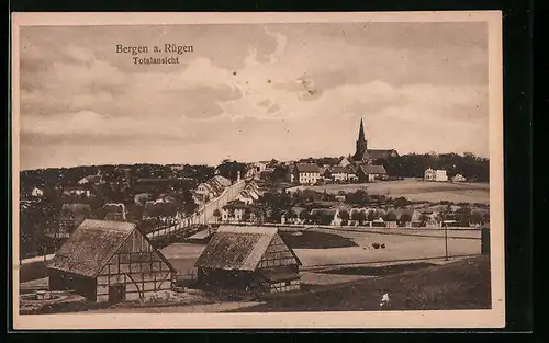 AK Bergen a. Rügen, Totalansicht vom Ort