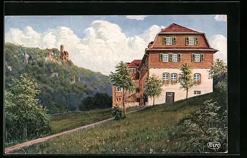 Künstler-AK Traifelberg, Albhotel im Sommer