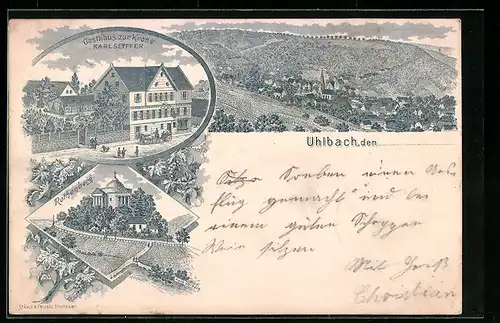 Lithographie Uhlbach, Gasthaus zur Krone von Karl Seyffer, Rothenberg