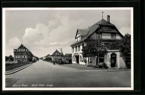 AK Weil a. Rhein, Häuser in der Strasse