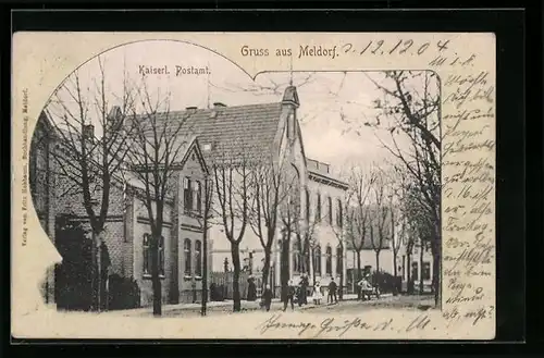 AK Meldorf, Strassenpartie mit Kaiserlichem Postamt