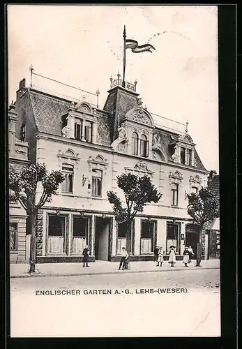 AK Lehe /Weser, Gasthaus Englischer Garten, Strassenansicht mit Kindern