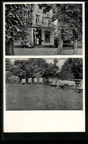 AK Malente-Gremsmühlen, Gasthaus Malkwitz W. F. Jacobsen mit Garten