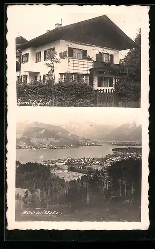 AK Bad Wiessee, Haus Erhard, Gesamtansicht mit Umgebung aus der Vogelschau