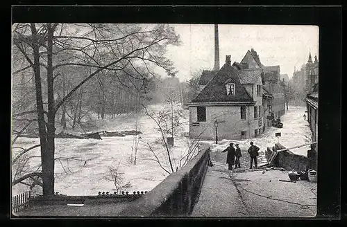 AK Nürnberg, Überflutete Agnesbrücke, Hochwasser-Katastrophe 5. Feb. 1909