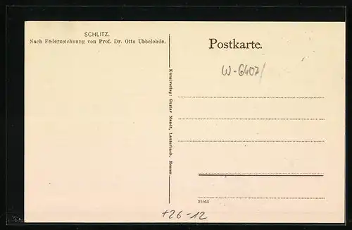 Künstler-AK Otto Ubbelohde: Schlitz, Ansicht der Ottoburg