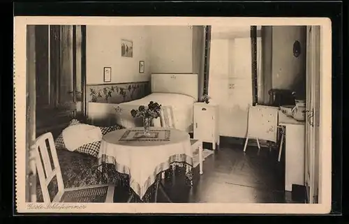 AK Bad Homburg v. d. Höhe /Taunus, Töchterheim Elim, Gäste Schlafzimmer, Innenansicht