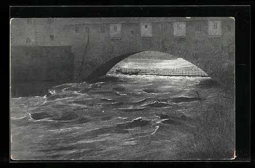AK Nürnberg, Kettensteg, Hochwasser-Katastrophe 5. Feb. 1909