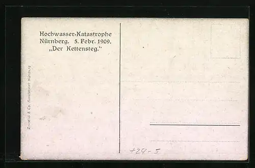 AK Nürnberg, Kettensteg, Hochwasser-Katastrophe 5. Feb. 1909