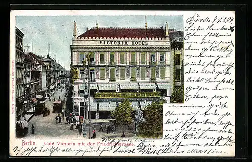 AK Berlin, Café Victoria mit Friedrichstrasse