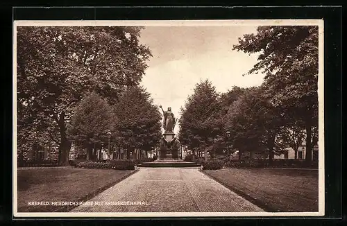 AK Krefeld, Friedrichsplatz mit Kriegerdenkmal