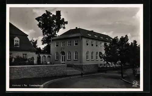 AK Kamenz i. Sa., Lessinghaus, Strassenpartie