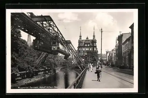 AK Wuppertal-Barmen, Str., Schwebebahn