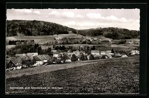 AK Hottingen /südl. Schwarzwald, Ortsansicht mit Bergen